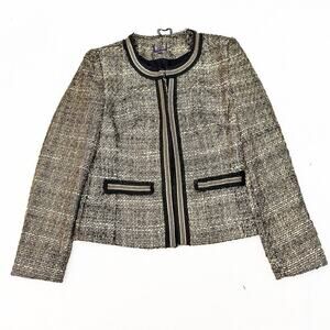 Marks and Spencer Metallic Tweed Jacket Raw Edge Hem Size 8